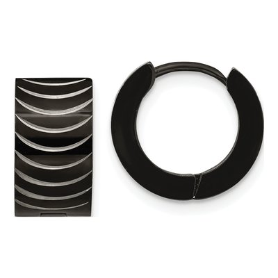 Black Stainless Steel 13mm Huggie Hoop Earrings