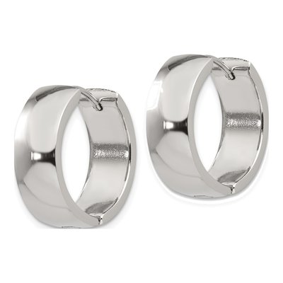 Chisel Stainless Steel Polished Hinged Hoop Earrings – view 3