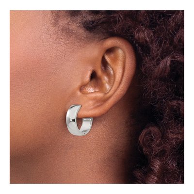 Chisel Stainless Steel Polished Hinged Hoop Earrings – view 4