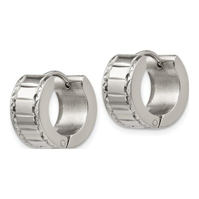 Stainless Steel 13mm Huggie Hoop Earrings – view 3
