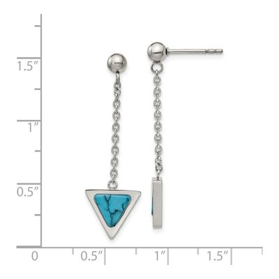 Stainless Steel Howlite Triangle Dangle Earrings – view 5