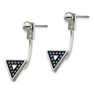 Stainless Steel Turquoise Front Back Dangle Earrings – view 3