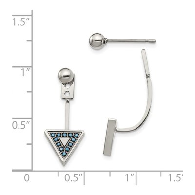 Stainless Steel Turquoise Front Back Dangle Earrings – view 5