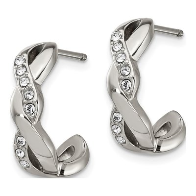 Stainless Steel 16mm Crystal Hoop Earrings – view 3