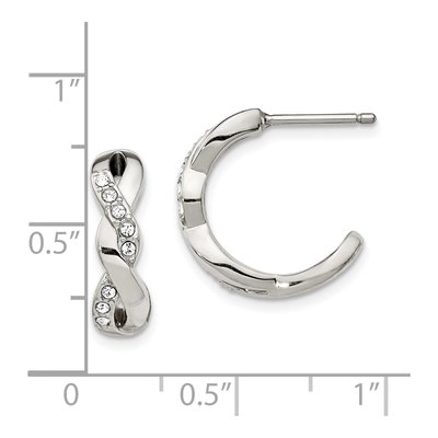Stainless Steel 16mm Crystal Hoop Earrings – view 5