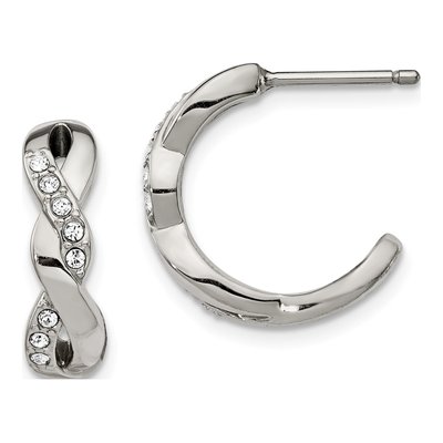 Stainless Steel 16mm Crystal Hoop Earrings