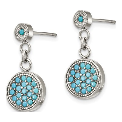 Stainless Steel Reconstructed Turquoise Dangle Earrings – view 3