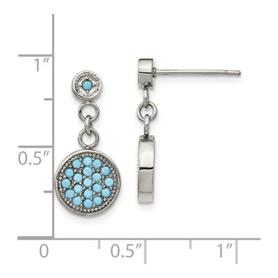 Stainless Steel Reconstructed Turquoise Dangle Earrings – view 5