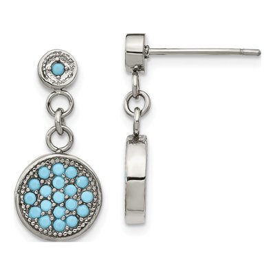 Stainless Steel Reconstructed Turquoise Dangle Earrings