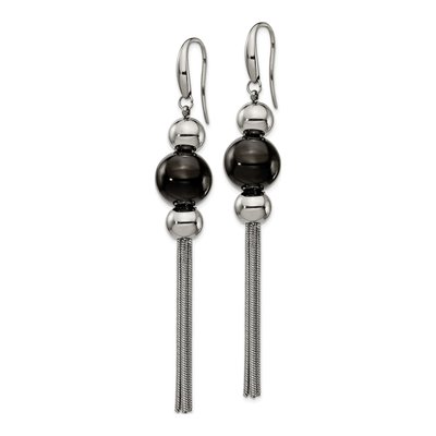 Black Stainless Steel Dangle Earrings – view 3