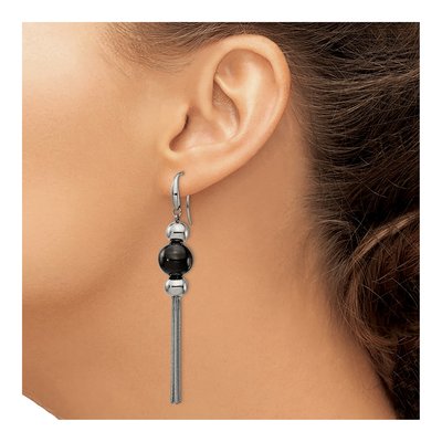 Black Stainless Steel Dangle Earrings – view 4