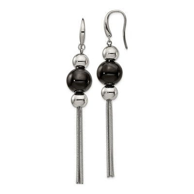Black Stainless Steel Dangle Earrings
