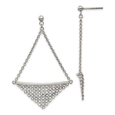 Stainless Steel Crystal Dangle Earrings
