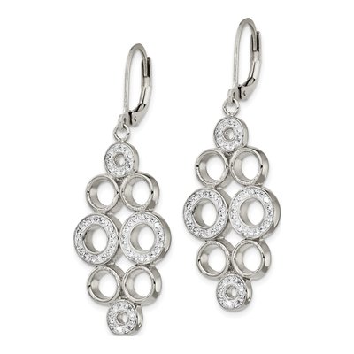 Stainless Steel Crystal Circles Leverback Earrings – view 3