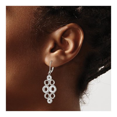 Stainless Steel Crystal Circles Leverback Earrings – view 4
