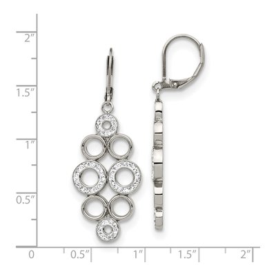 Stainless Steel Crystal Circles Leverback Earrings – view 5