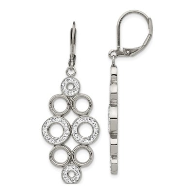 Stainless Steel Crystal Circles Leverback Earrings