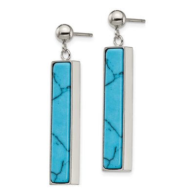 Stainless Steel Howlite Dangle Earrings – view 3
