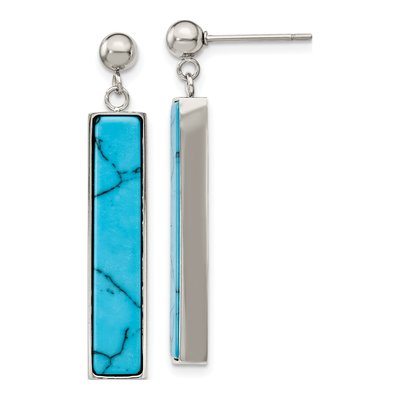 Stainless Steel Howlite Dangle Earrings