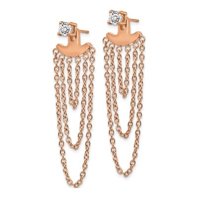 Stainless Steel CZ IP Dangle Earrings – view 3