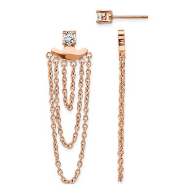 Stainless Steel CZ IP Dangle Earrings