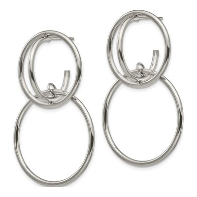 Stainless Steel Interlocking Circles Dangle Earrings – view 3