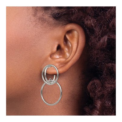 Stainless Steel Interlocking Circles Dangle Earrings – view 4