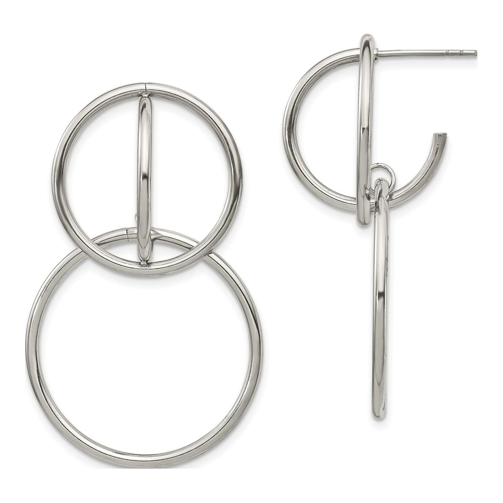 Stainless Steel Interlocking Circles Dangle Earrings