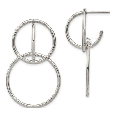 Stainless Steel Interlocking Circles Dangle Earrings