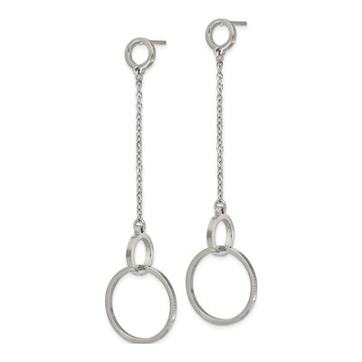 Stainless Steel Circle Dangle Earrings – view 3
