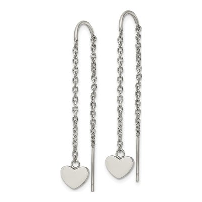 Stainless Steel Heart Threader Earrings – view 3