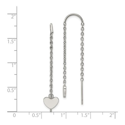 Stainless Steel Heart Threader Earrings – view 5