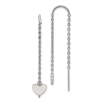 Stainless Steel Heart Threader Earrings