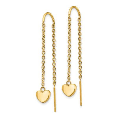 Stainless Steel Heart Threader Earrings – view 3