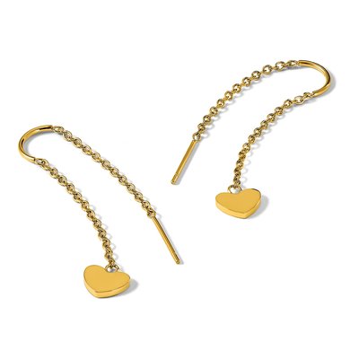 Stainless Steel Heart Threader Earrings – view 6