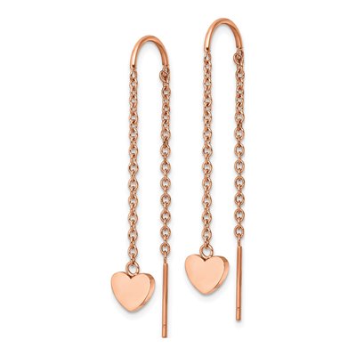 Stainless Steel Heart Threader Earrings – view 3