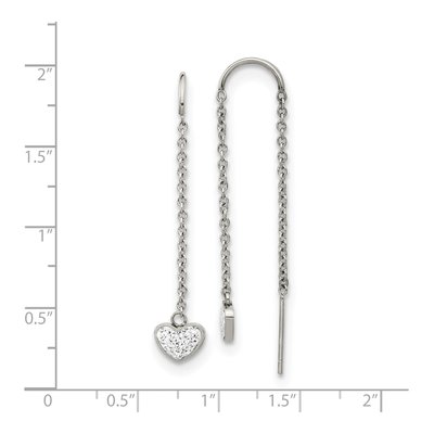 Stainless Steel Crystal Heart Threader Earrings – view 5