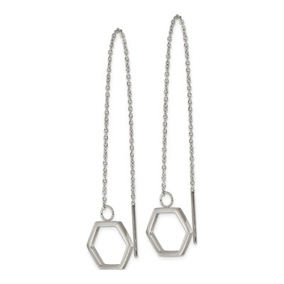 Stainless Steel Hexagon Threader Earrings – view 3
