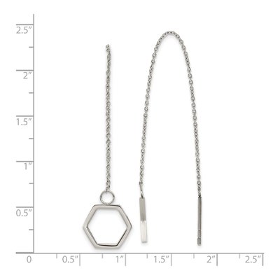 Stainless Steel Hexagon Threader Earrings – view 5