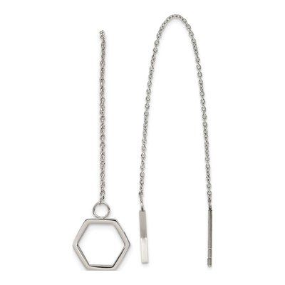 Stainless Steel Hexagon Threader Earrings