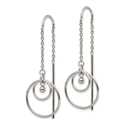 Stainless Steel Circle Threader Earrings – view 3