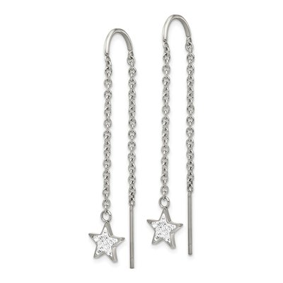Stainless Steel Crystal Star Threader Earrings – view 3