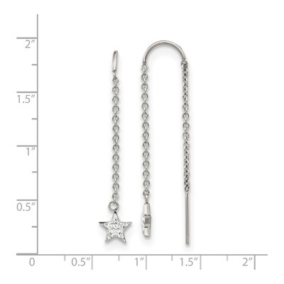 Stainless Steel Crystal Star Threader Earrings – view 5