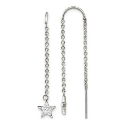 Stainless Steel Crystal Star Threader Earrings