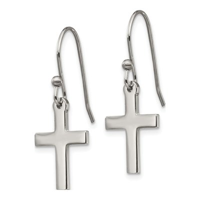 Stainless Steel Cross Dangle Earrings – view 3