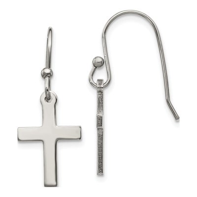 Stainless Steel Cross Dangle Earrings