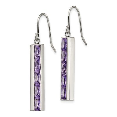 Stainless Steel CZ Dangle Earrings – view 3