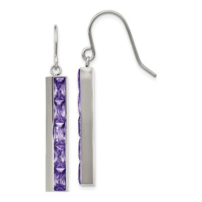 Stainless Steel CZ Dangle Earrings