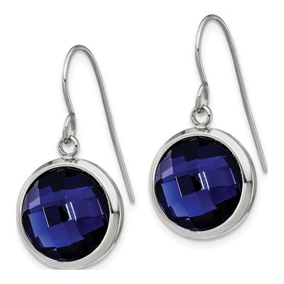 Stainless Steel Blue Glass Dangle Earrings – view 3
