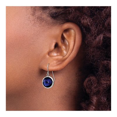 Stainless Steel Blue Glass Dangle Earrings – view 4